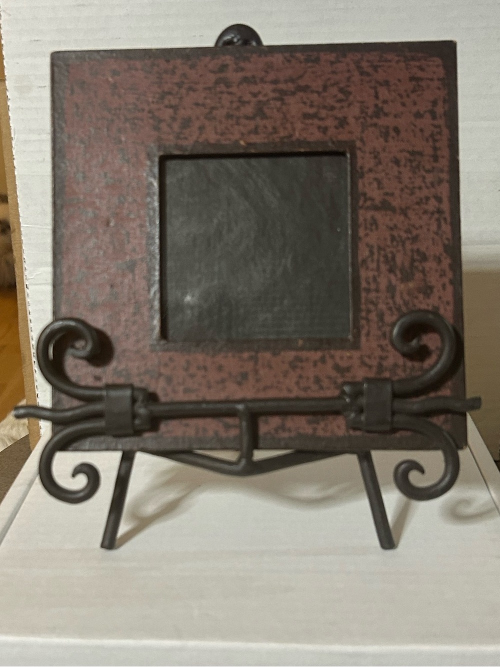 Photo Frame 6.5” x 6.5” for 3x3” Photo sits in Metal Stand 8”T x7”L x 4”W